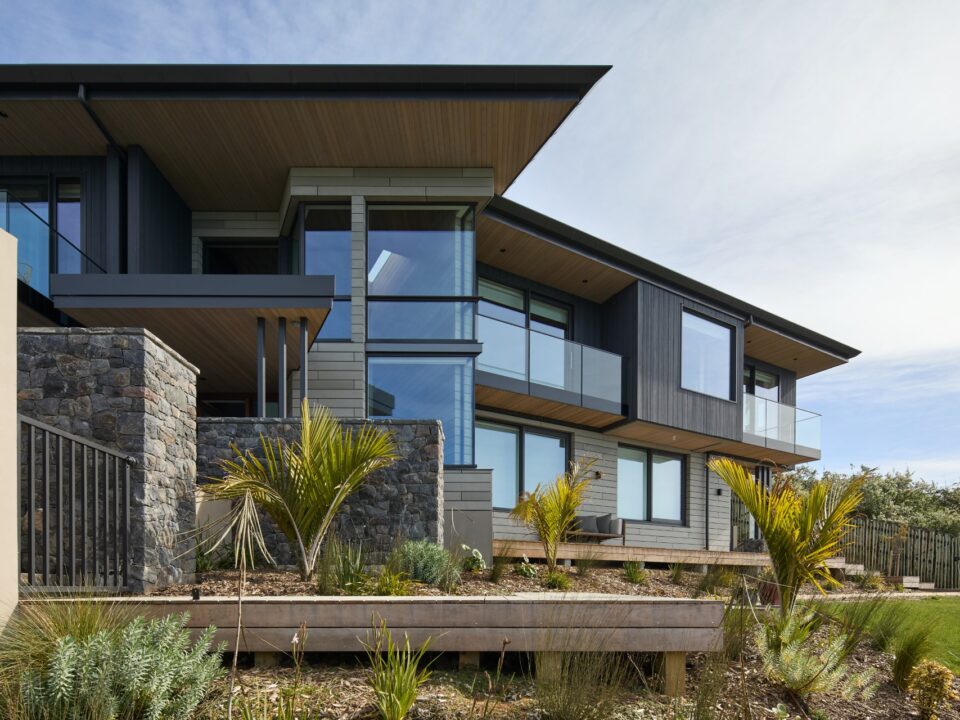 Coastal Scarborough House on Christchurch hillside with expansive sea views and terraces