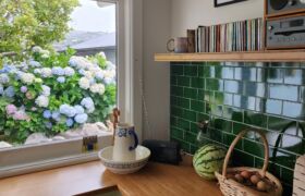 Open-plan dining and kitchen with views to the garden in Christchurch residential architecture project