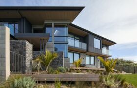 Coastal Scarborough House on Christchurch hillside with expansive sea views and terraces